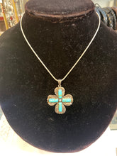 Load image into Gallery viewer, Turquoise cross necklace