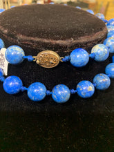 Load image into Gallery viewer, Lapis necklace with a vintage filigree box clasp