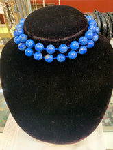Load image into Gallery viewer, Lapis necklace with a vintage filigree box clasp