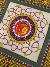 Load image into Gallery viewer, Hermes Paris Vintage 1994 Style Silk Scarf, Crowns 1790, Reds, Greens, And Golds. 34"H X 34"W