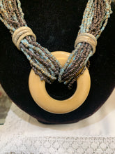 Load image into Gallery viewer, Statement necklace with wooden ring
