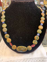 Load image into Gallery viewer, Lapise, unakite, and agate necklace